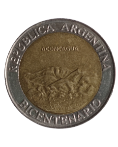 Argentina 1 Peso 2010 - Bicentenário da Argentina - Cerro Aconcagua