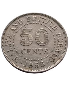 Malásia e Bornéu Britânico 50 Cents 1955 