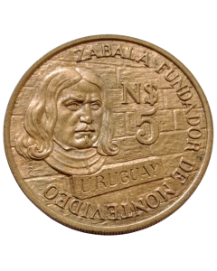 Uruguai 5 novos pesos1976 - 250º aniversário - Fundação de Montevidéu 