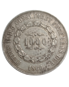 Brasil 1000 Réis 1866 - Prata