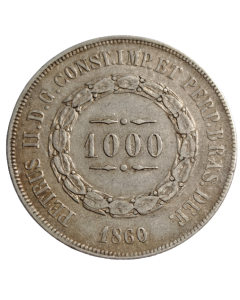 Brasil 1000 Réis 1860 - Prata