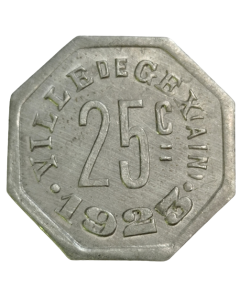 Comuna de Gex 25 Centimes 1923 - Notgeld Francês