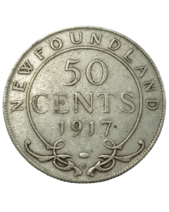 Domínio de Terra Nova (New Foundland) 50 Cêntimos 1917 - Prata