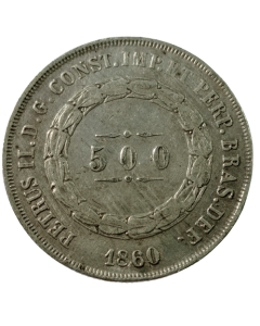 Brasil 500 Réis 1860 - Prata