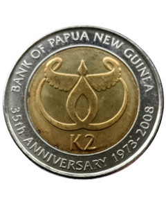 Papua Nova Guiné 2 Kina 2008 - 35º aniversário - Banco de Papua Nova Guiné