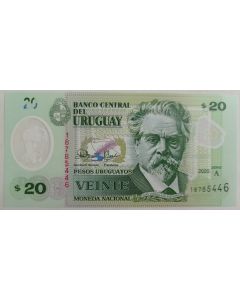 Uruguai 20 Pesos Uruguaios 2020 FE - Polímero