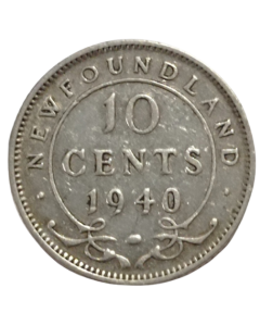 Newfoundland (Domínio Terra Nova) 10 Cêntimos 1940 - Prata  