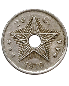 Congo Belga 20 Cêntimos 1910