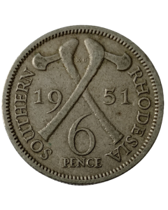 Rodésia do Sul 6 Pence 1951