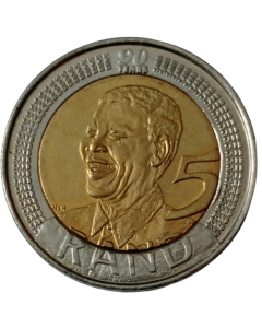 África do Sul 5 Rand 2008 - 90º Aniversário de Nelson Mandela