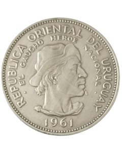 Uruguai 10 Pesos 1961 - 150º aniversário - Revolução contra a Espanha (Prata) 