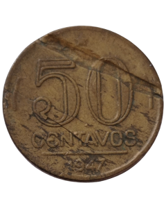 Brasil 50 Centavos 1947 - Falha no Metal