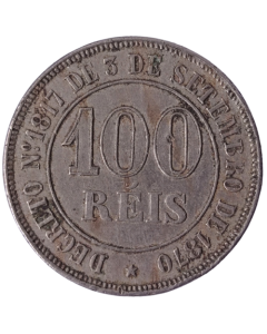 Brasil 100 Réis 1871 - sob