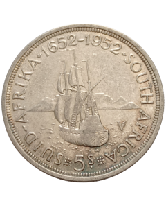 África do Sul 5 Shillings 1952 - 300º Aniversário - Fundação da Cidade do Cabo (Prata)