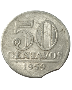 Brasil 50 Centavos 1959 - Final de Chapa