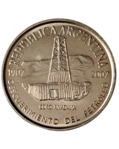 Argentina 2 Pesos 2007 FC - 100º aniversário - Descoberta de petróleo na Argentina