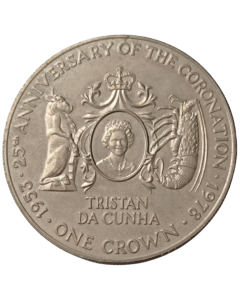 Tristão da Cunha 1 Coroa 1978 FC - Jubileu de Prata: 25 Anos da Coroação da Rainha Elizabeth II