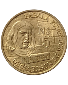 Uruguai 5 Novos Pesos 1976 FC - 250 Anos da Fundação de Montevidéu - Zabala