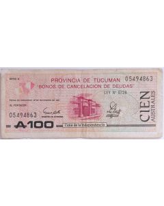 Tucumán (províncias argentinas) 100 Australes 1989