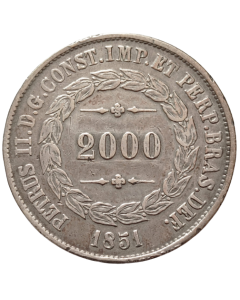 Brasil 2000 Réis 1851 - Prata