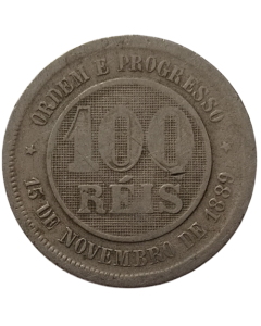Brasil 100 Reis 1898 - Reverso Horizontal 
