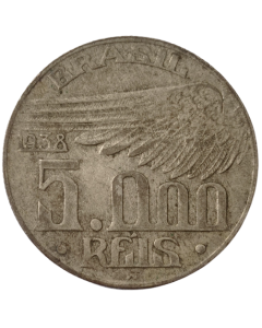 Brasil 5000 Réis 1938 - Santos Dumont (Prata)