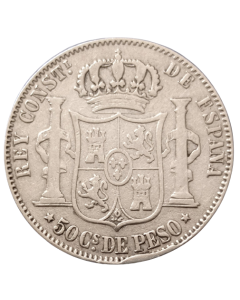 Filipinas 50 cêntimos 1883 - Colônia Espanhola (Prata)