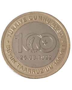 Turquia 1 Lira 2022 - 100º Aniversário - A Grande Ofensiva