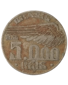 Brasil 5000 Réis 1936 - Santos Dumont (Prata)