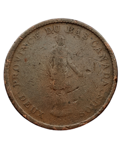 Baixo Canadá (Províncias Canadenses) 1 Penny 1837 - "City Bank" na fita