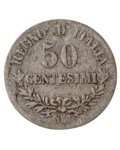 Itália 50 centésimos 1863 N (Nápoles) - Prata