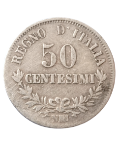Itália 50 centésimos 1863 N (Nápoles) - Prata