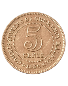 Comissionamento da Malásia 5 cents 1950