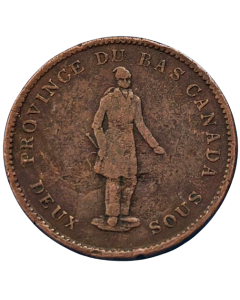 Províncias Canadenses - Baixo Canadá 1 Penny 1837 (Quebec Bank)