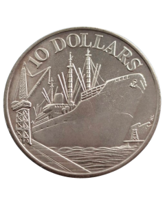 Singapura 10 Dólares 1975 - 10º Aniversário da Independência (Prata)