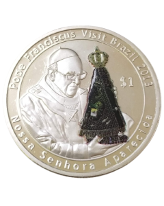 Ilhas Virgens Britânicas 1 Dólar 2014 - Visita do Papa Francisco ao Brasil (Exonumia)