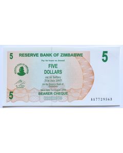 Zimbábue 5 Dólares 2006 FE