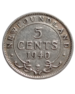 Newfoundland (Domínio Terra Nova) 5 Cents 1940 - Prata 