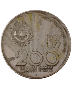 Iugoslávia 200 Dinara 1977 - 85º aniversário - nascimento de Josip Broz Tito (Prata)