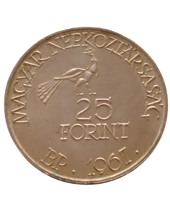 Hungria 25 Forint 1967 - 85º aniversário - nascimento de Zoltán Kodály (Prata)